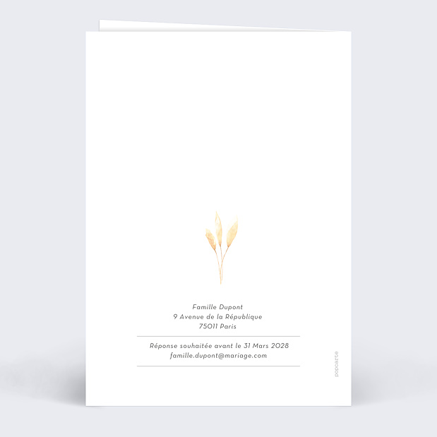 Faire-part Mariage Prairie Verso