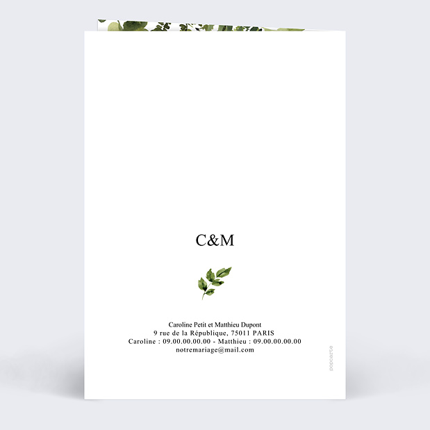 Faire-part Mariage White Garden Verso