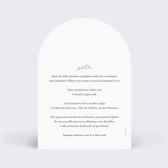 Faire-part Mariage Double Lettrines Botaniques