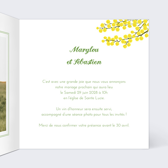 Faire-part Mariage Mimosa