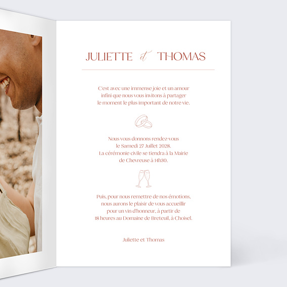 Faire part mariage Bohème Terracotta Intérieur Droit