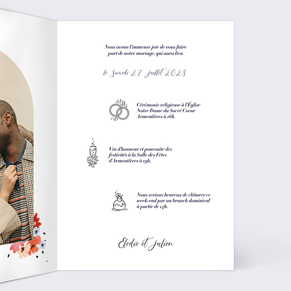 Faire part mariage Champêtre Intérieur Droit