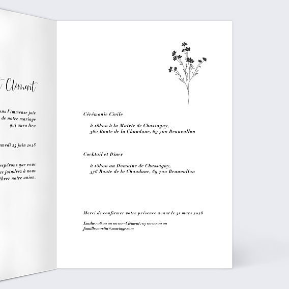 Faire part mariage Béguin Intérieur Droit