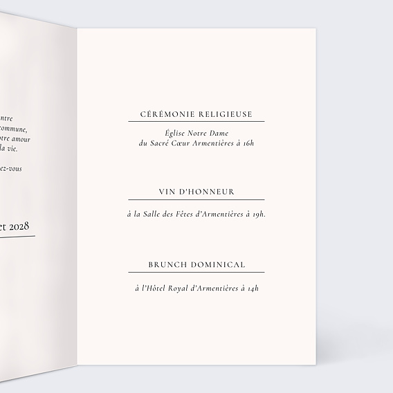 Faire part mariage Bougainvillier Intérieur Droit