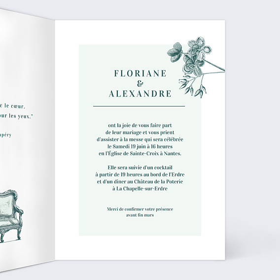 Faire part mariage Badinage Intérieur Droit