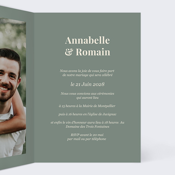 Faire part mariage Evidence Intérieur Droit