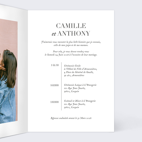 Faire part mariage Famille Fusionnelle Intérieur Droit