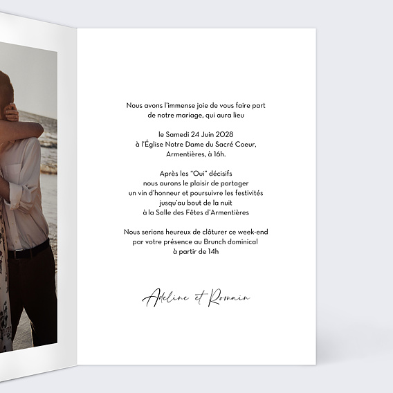 Faire part mariage Gondole à Venise Intérieur Droit