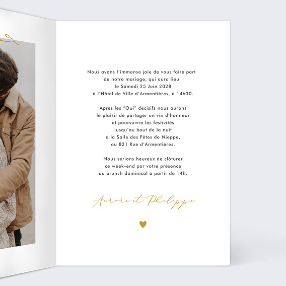 Faire part mariage Il Était Une Fois Intérieur Droit