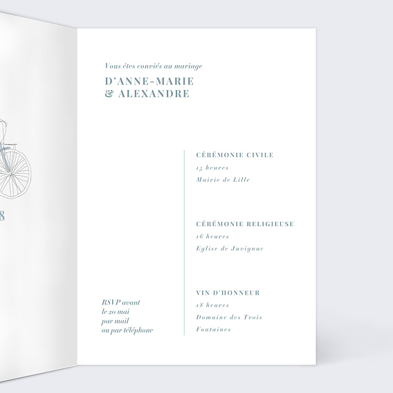 Faire part mariage Illustration Bohème Intérieur Droit