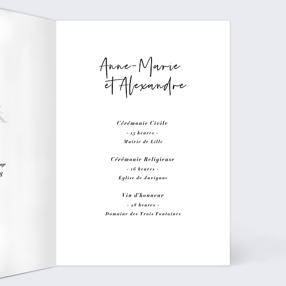 Faire part mariage Illustration Elégance Intérieur Droit