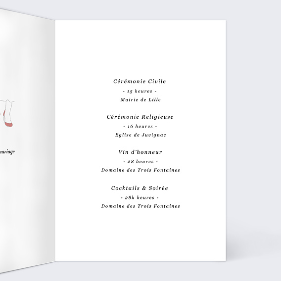 Faire part mariage Illustration Joie Intérieur Droit