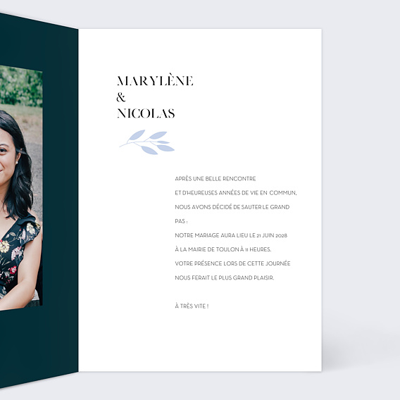 Faire part mariage Jardin Secret Intérieur Droit