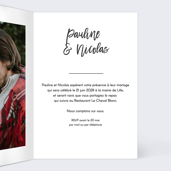 Faire part mariage Jolie Typo Intérieur Droit