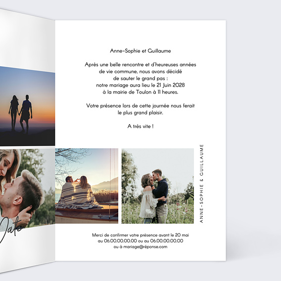 Faire part mariage Multiphoto Faire-part Intérieur Droit