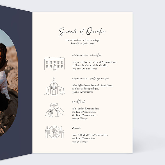 Faire part mariage Nuit d'Été Intérieur Droit