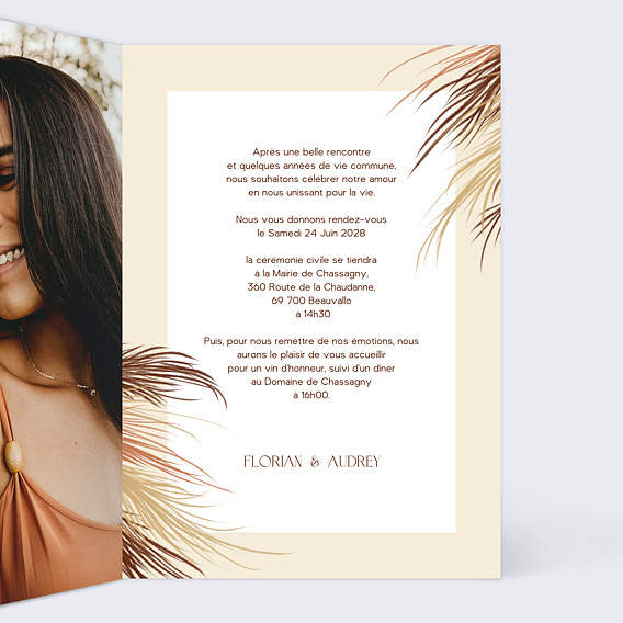 Faire part mariage Pampa Eternelle Intérieur Droit