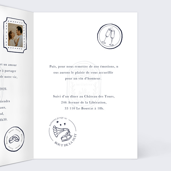 Faire part mariage Passeport Intérieur Droit