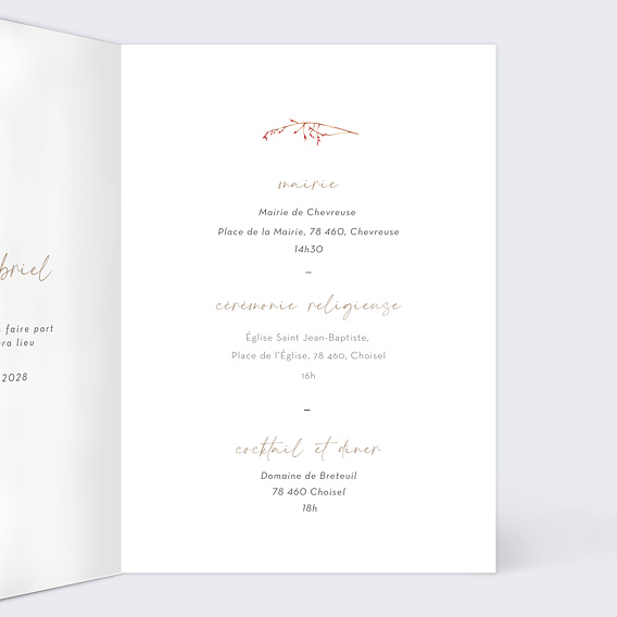 Faire part mariage Prairie Intérieur Droit