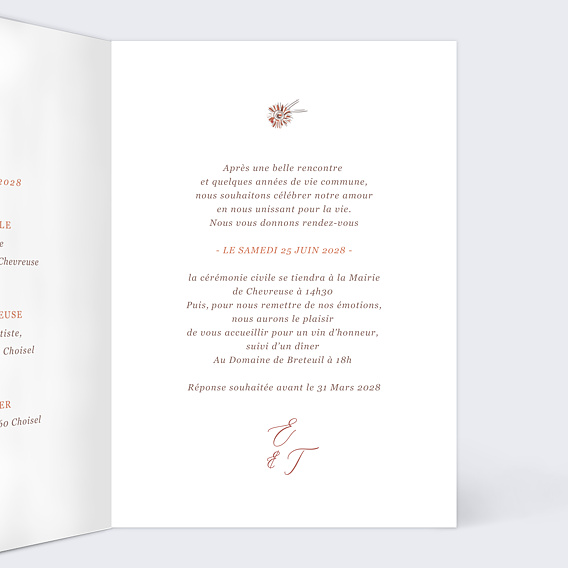 Faire part mariage Jour d'Amour Intérieur Droit