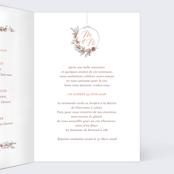 Faire part mariage Sur la Balancoire Intérieur Droit