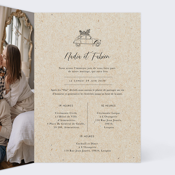 Faire part mariage Timeline Voyage Intérieur Droit
