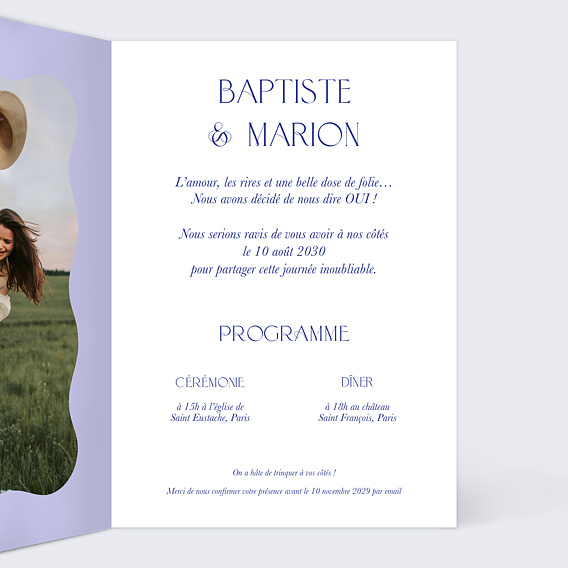 Faire part mariage Wavy Chic Intérieur Droit