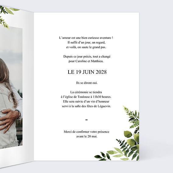 Faire part mariage White Garden Intérieur Droit