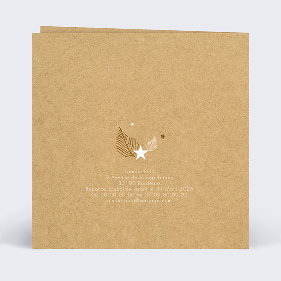 Faire part mariage Tourbillon d'étoiles Kraft Verso