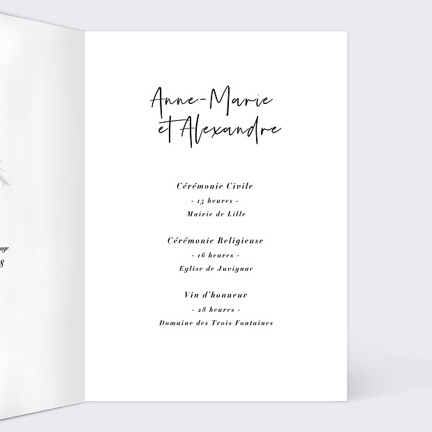 Faire-Part Mariage Illustration Elégance Intérieur Droit