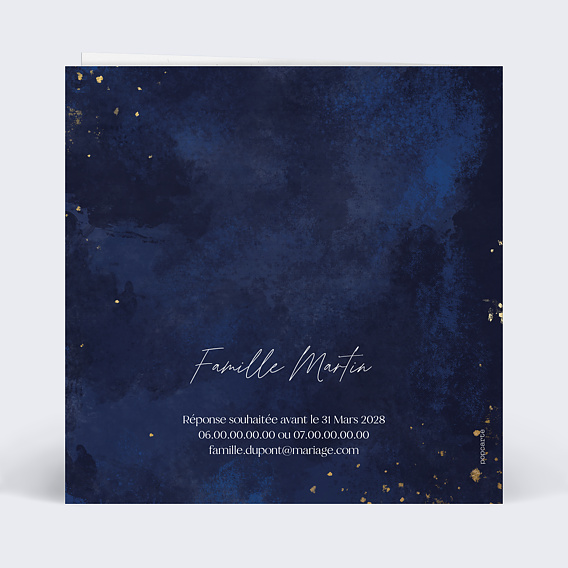 Faire part mariage Pluie Étoilée Verso