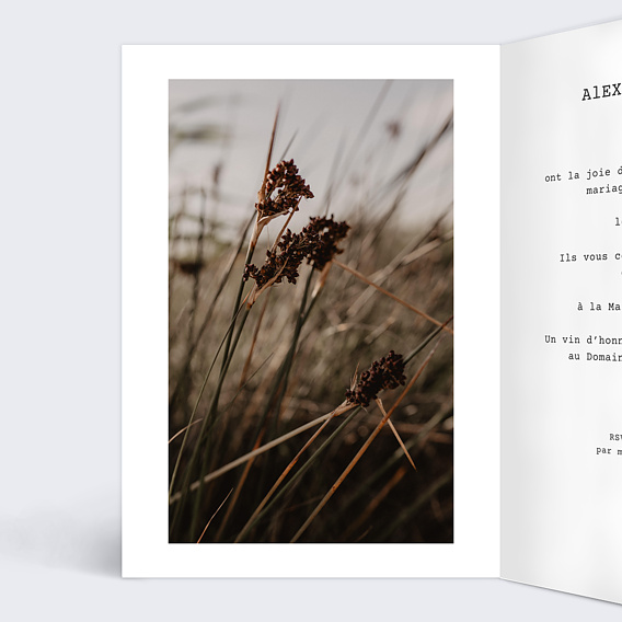 Faire part mariage Polaroïd 3 Photos Intérieur Gauche