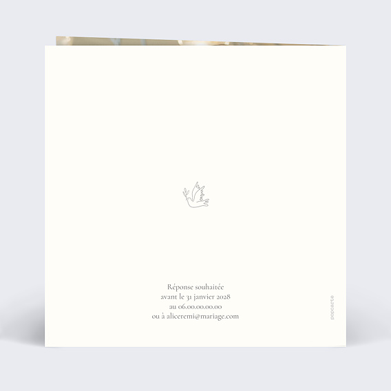 Faire part mariage Église sacrée Verso