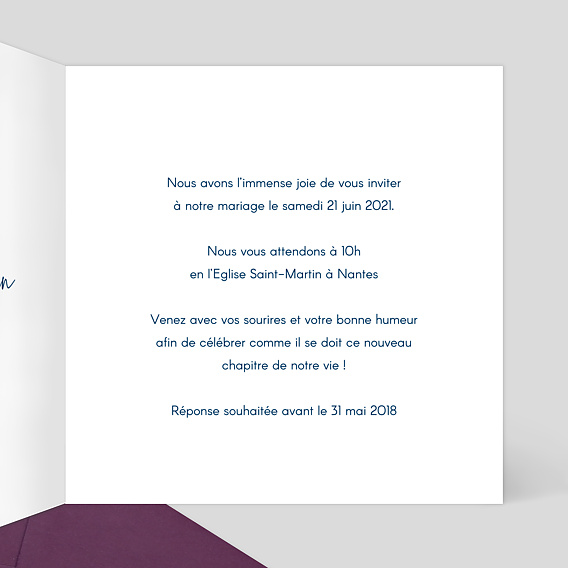 Faire part mariage Post it Intérieur Droit