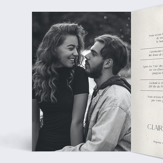 Faire part mariage Notre Essentiel Intérieur Gauche