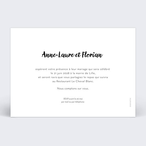 Faire-part Mariage Cadre Blanc Avec Coeur