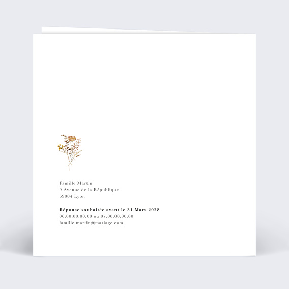 Faire part mariage Jardin Sauvage I Verso