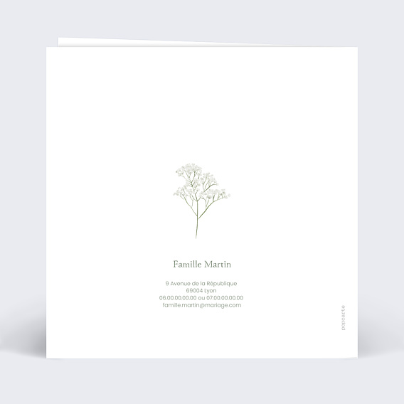 Faire part mariage Étiquette Champêtre Verso