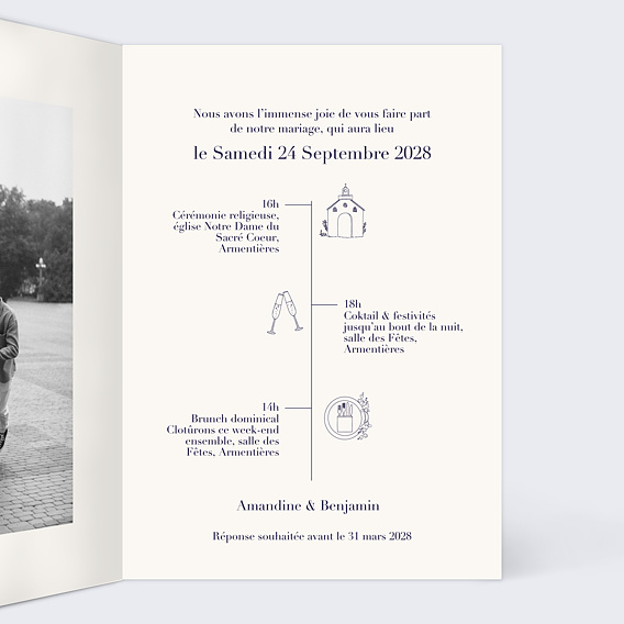 Faire part mariage Water Flower Intérieur Droit