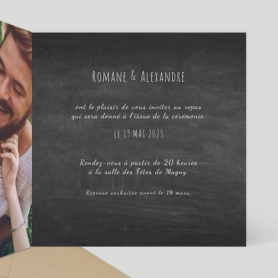 Faire part mariage Clap de cinéma Intérieur Droit