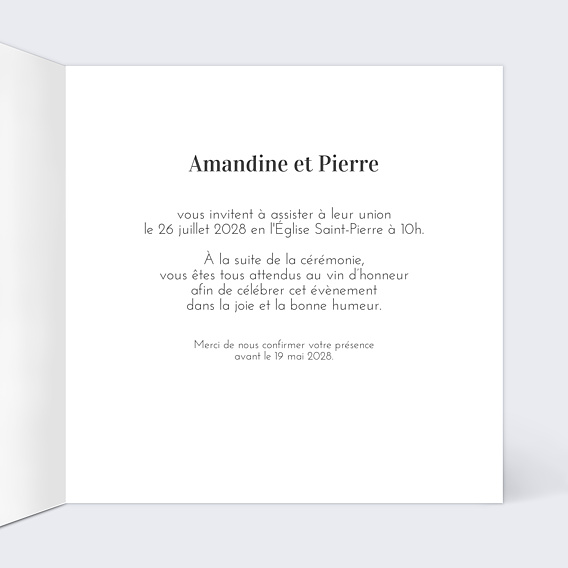 Faire-part Mariage Roses Blanches