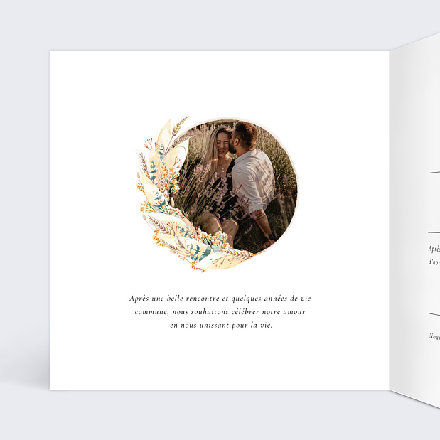 Faire-part Mariage Couronne Boréale Intérieur Gauche