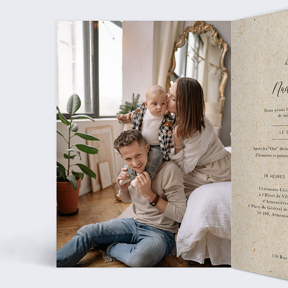 Faire part mariage Timeline Voyage Intérieur Gauche