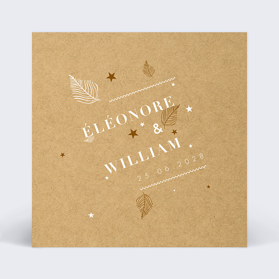 Faire part mariage Tourbillon d'étoiles Kraft