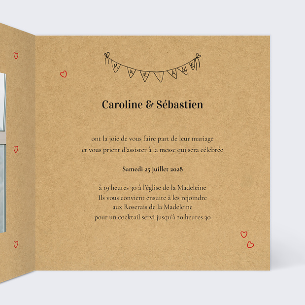 Faire-part de Mariage Timeline Intérieur Droit