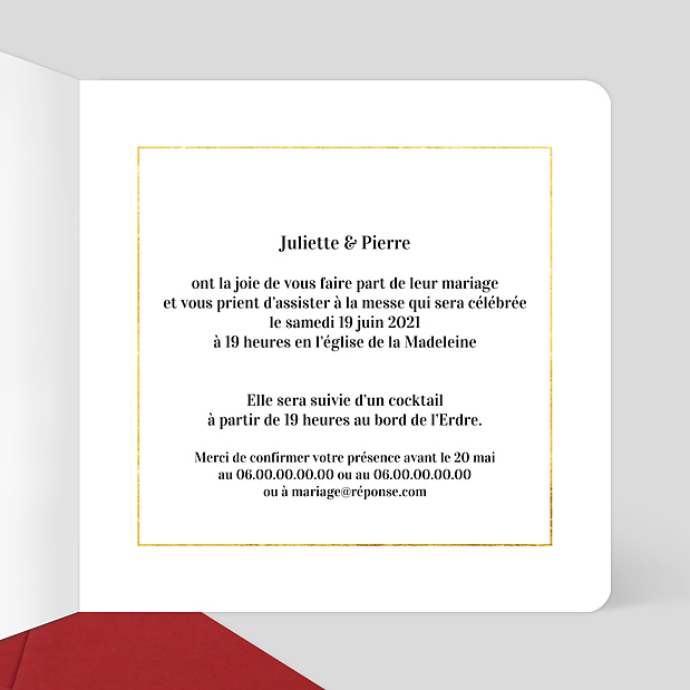 Faire-part Mariage Feuilles Ocre Intérieur Droit