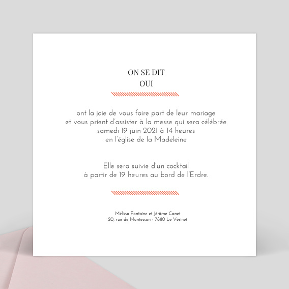 Faire part mariage Graphique Chic Verso