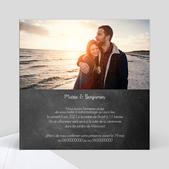 Faire part mariage Jolie Craie Verso