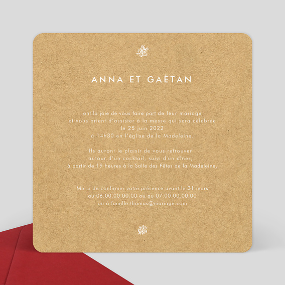 Faire part mariage Jolie Dentelle Verso