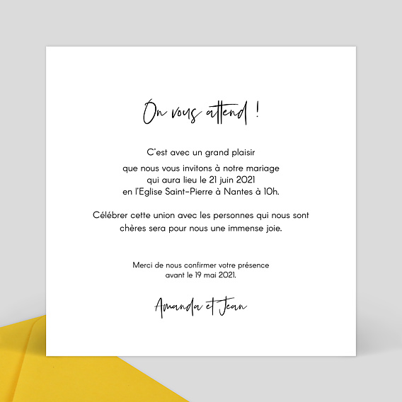 Faire part mariage Un Gars une Fille Verso